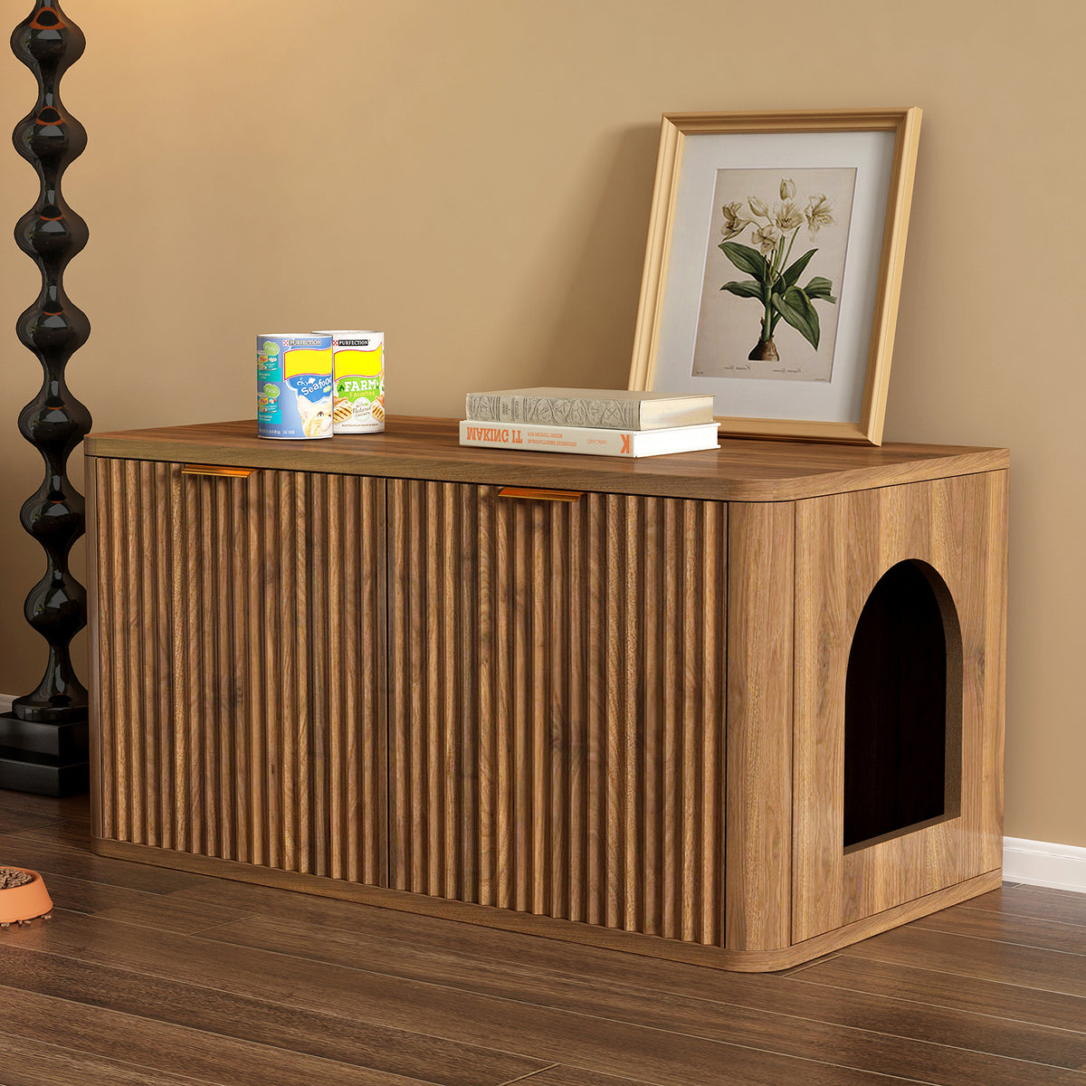 Walnut Cat Litter Box Enclosure Furniture