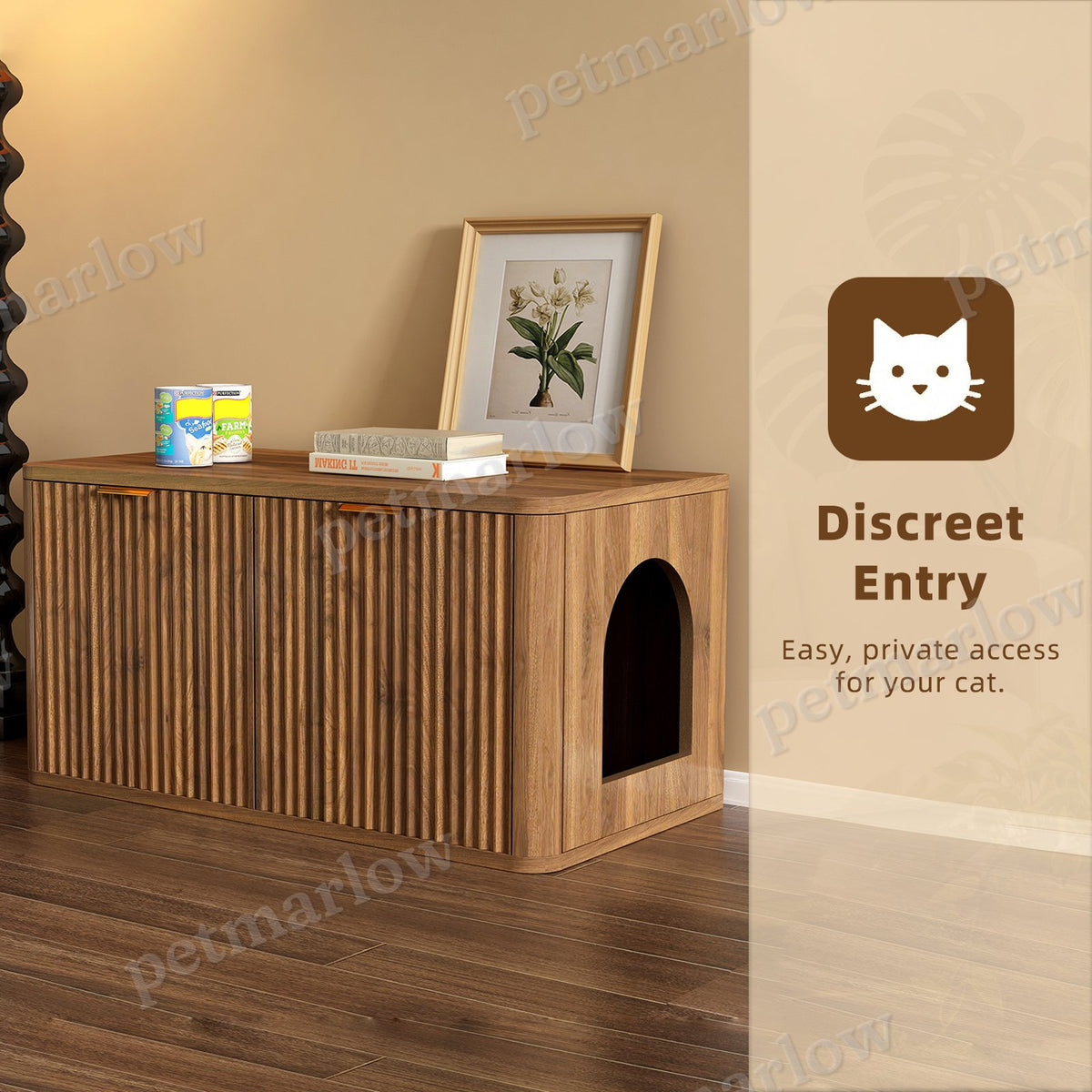 Walnut Cat Litter Box Enclosure Furniture – view 2