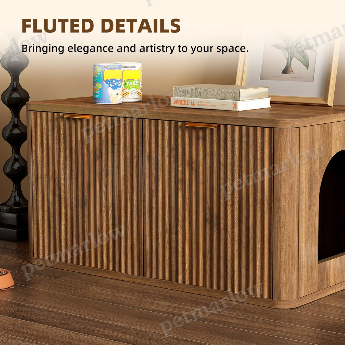 Walnut Cat Litter Box Enclosure Furniture – view 3