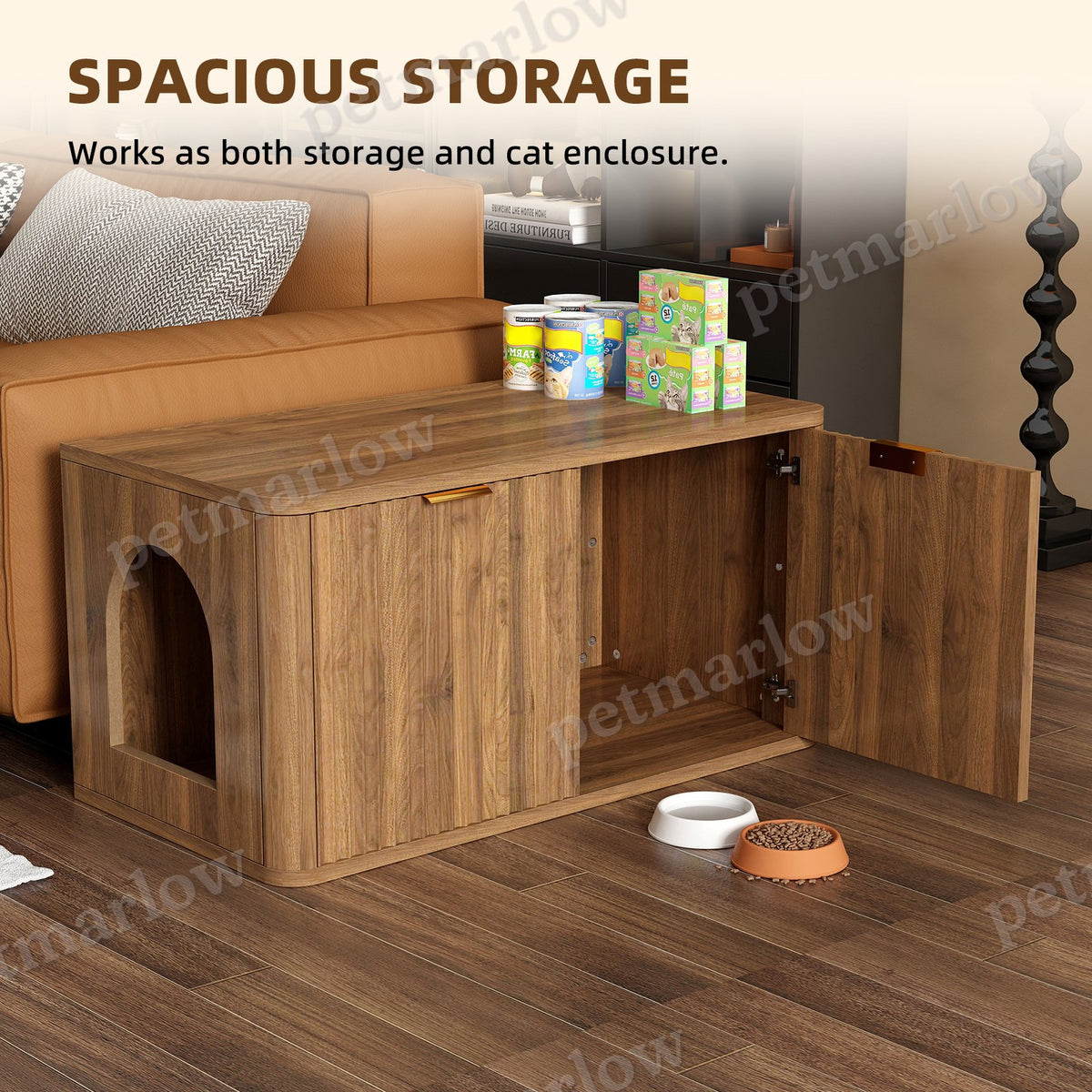 Walnut Cat Litter Box Enclosure Furniture – view 5