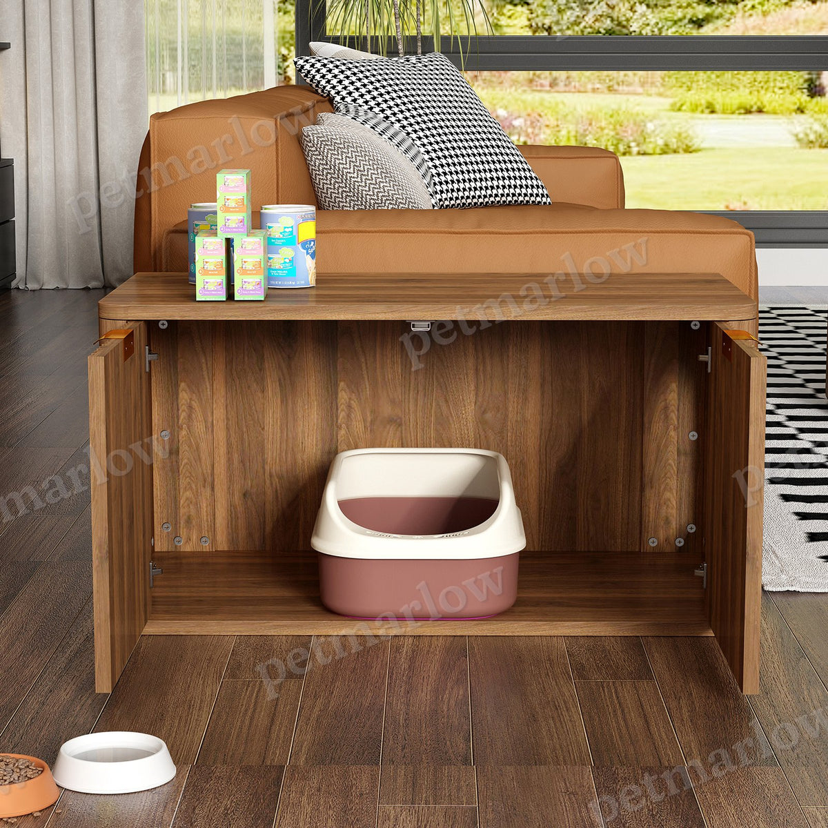 Walnut Cat Litter Box Enclosure Furniture – view 6