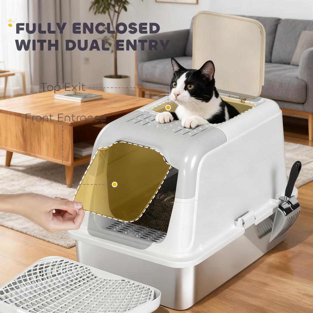 Enclosed Cat Litter Box with Scoop and Deodorizer Bag – view 7