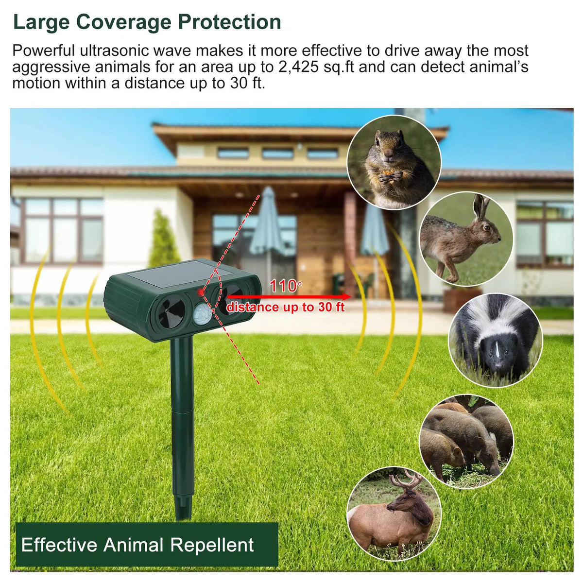 Ultrasonic Animal Repeller for Outdoor Pest Control – view 9