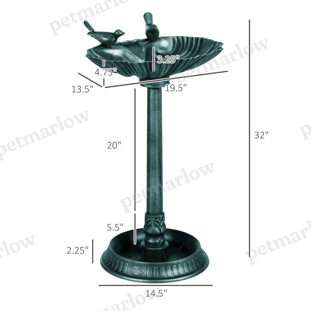 32" Decorative Bird Bath with Dual Basins and Bird Statues – view 3
