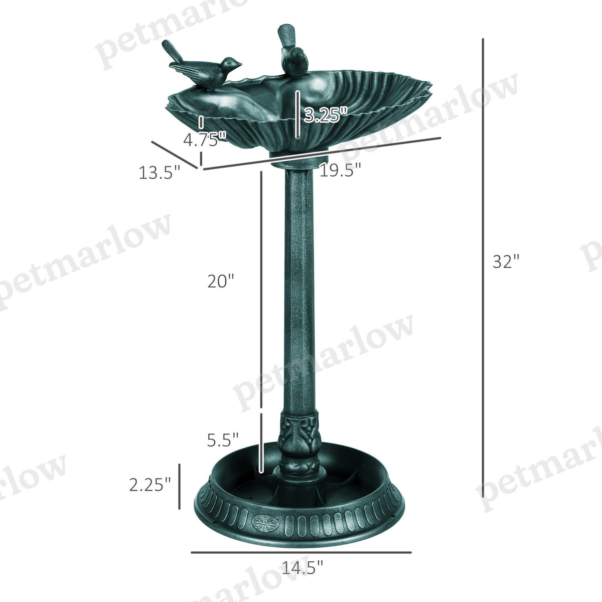 32" Decorative Bird Bath with Dual Basins and Bird Statues – view 3