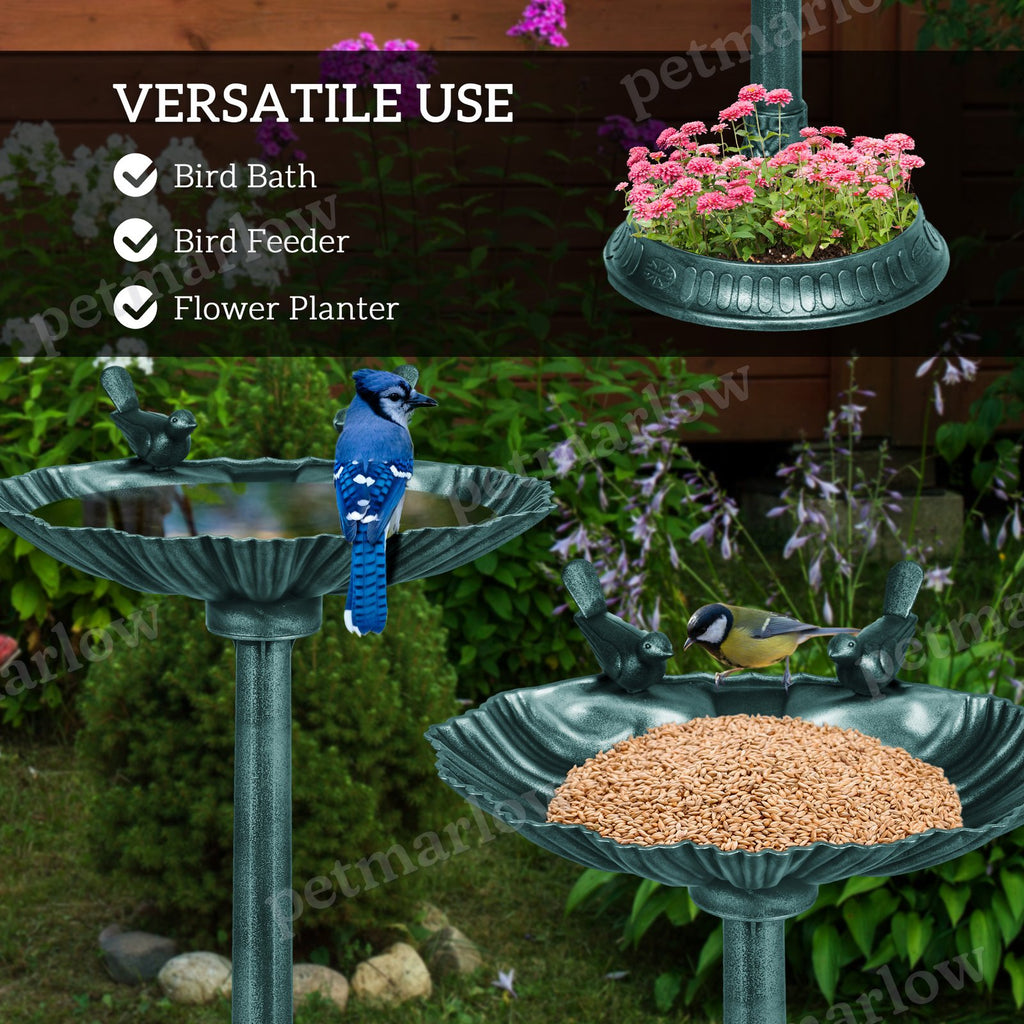 32" Decorative Bird Bath with Dual Basins and Bird Statues – view 5