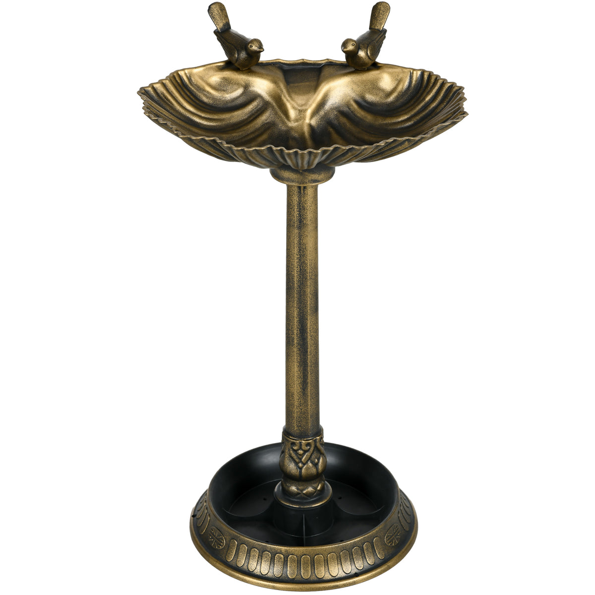 32" Decorative Bird Bath with Planter and Bird Statues – Bronze / 530x180x440 mm