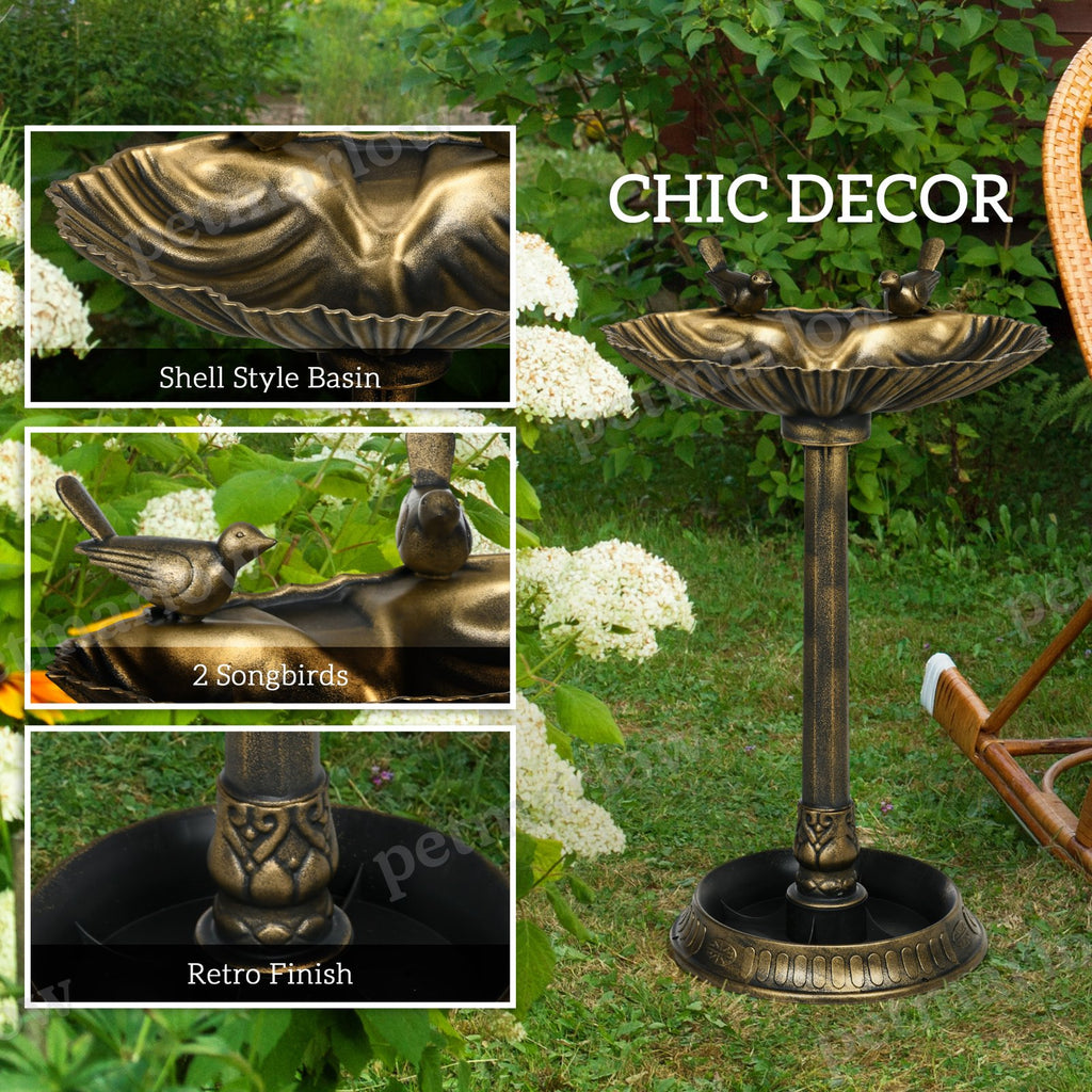 32" Decorative Bird Bath with Planter and Bird Statues – view 3