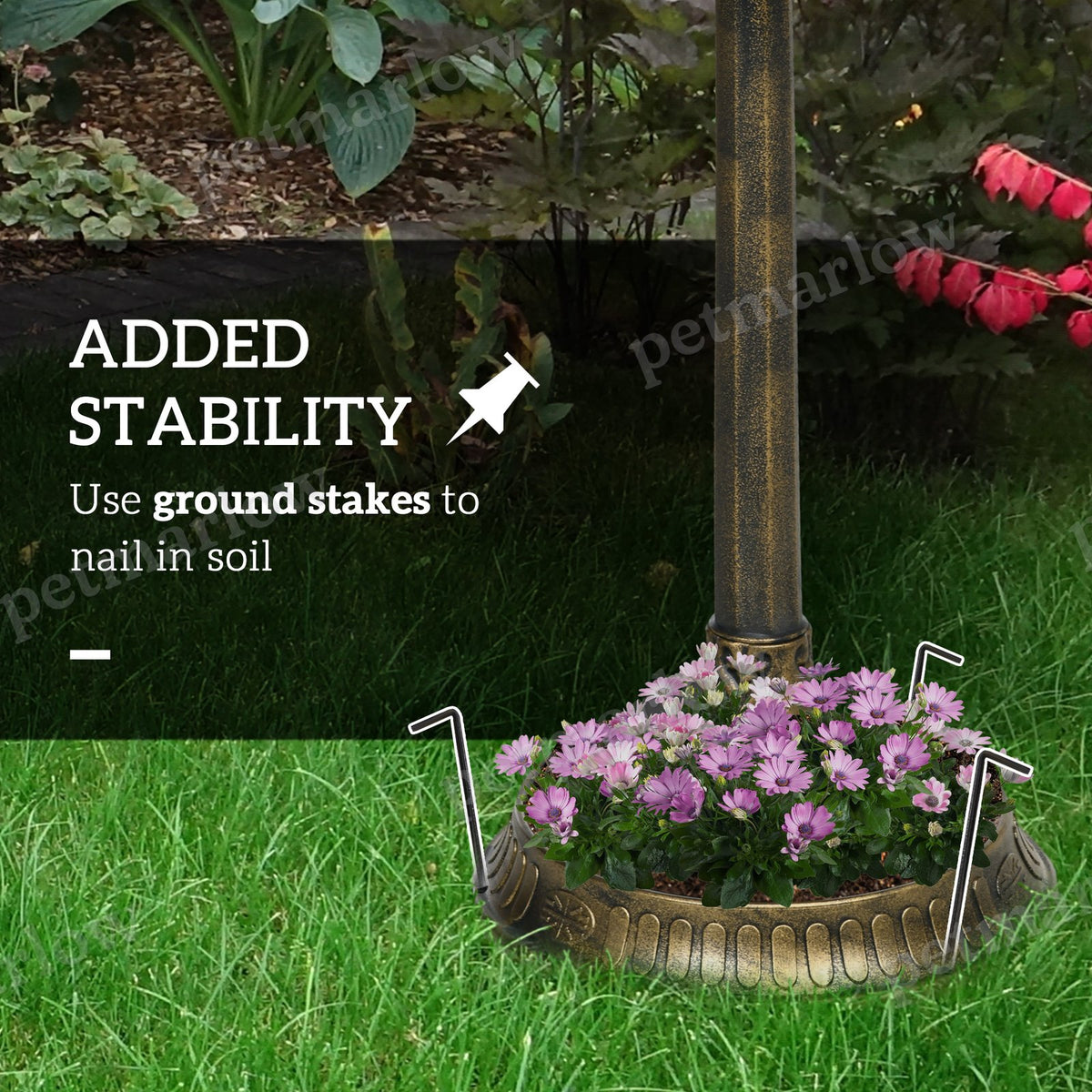 32" Decorative Bird Bath with Planter and Bird Statues – view 4