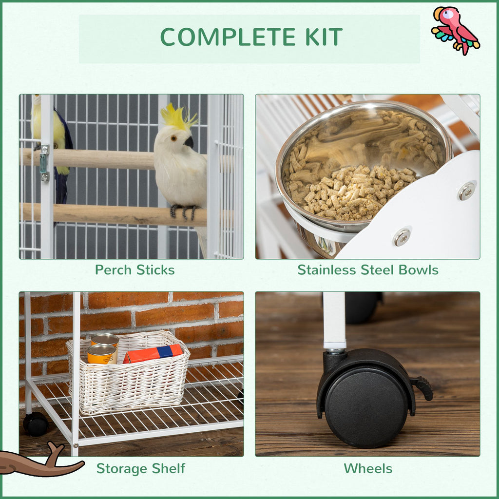 Large Parrot Cage with Perches and Rolling Stand – view 7