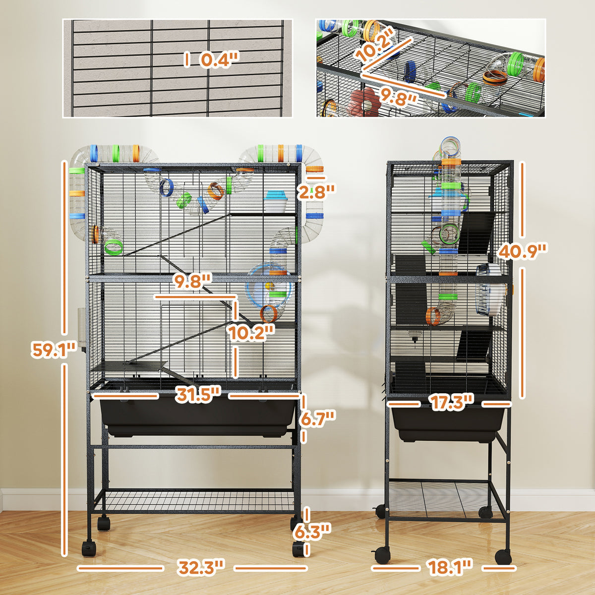 5-Tier Hamster Cage with Exercise Wheel and Storage Shelf – view 7