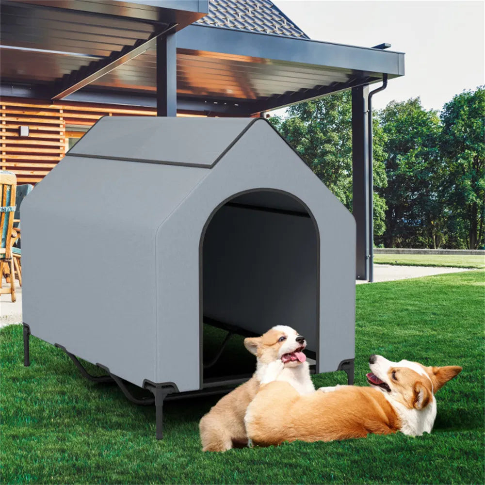 Elevated Pet House with Windows for Comfort and Protection – as picture