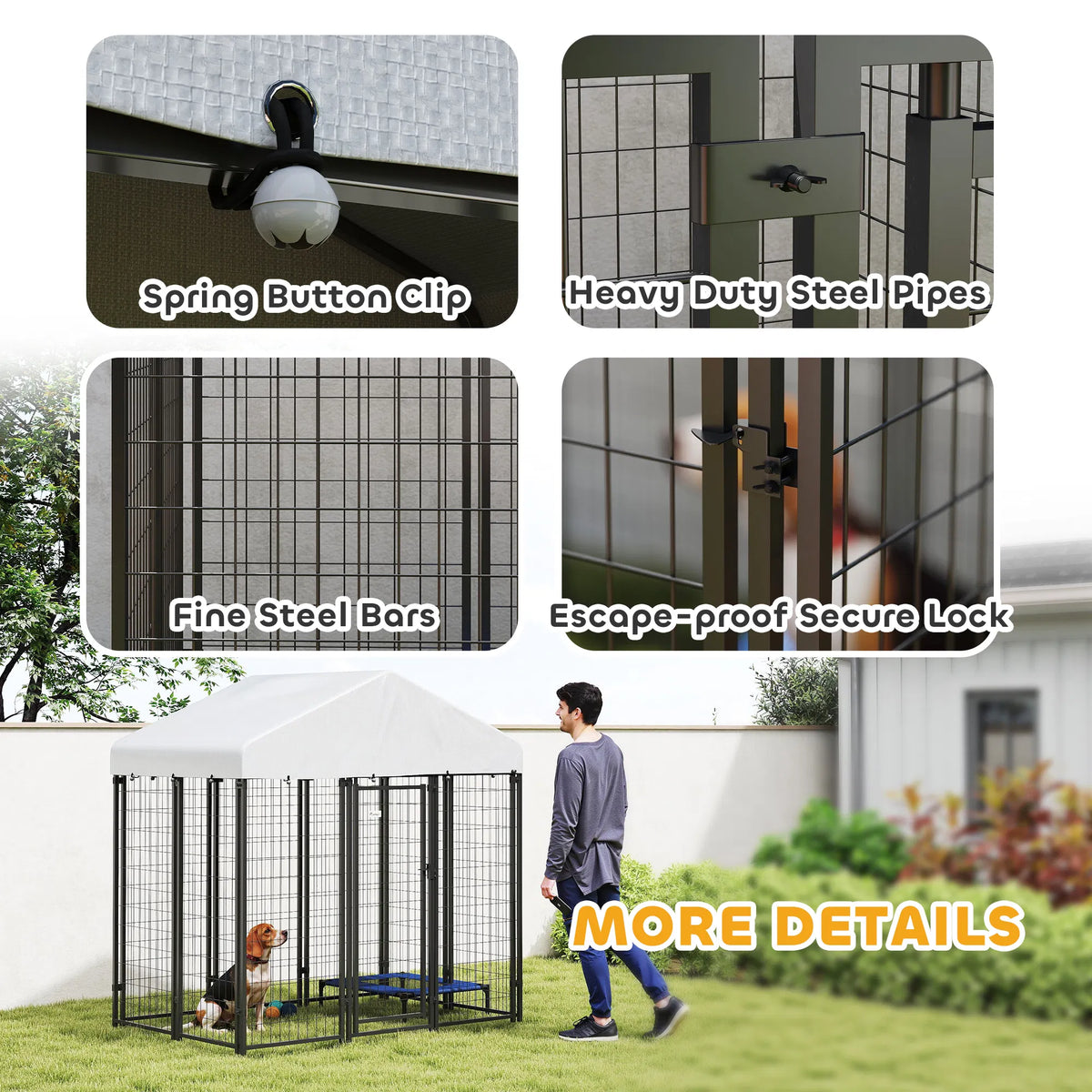 Outdoor Dog Kennel with Waterproof Cover for Weather Protection – view 7