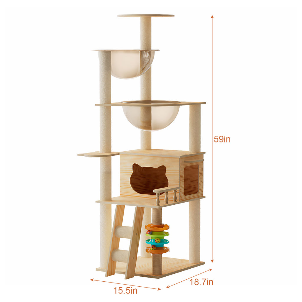 59" Modern Cat Tower with Scratching Posts and Perch – view 8