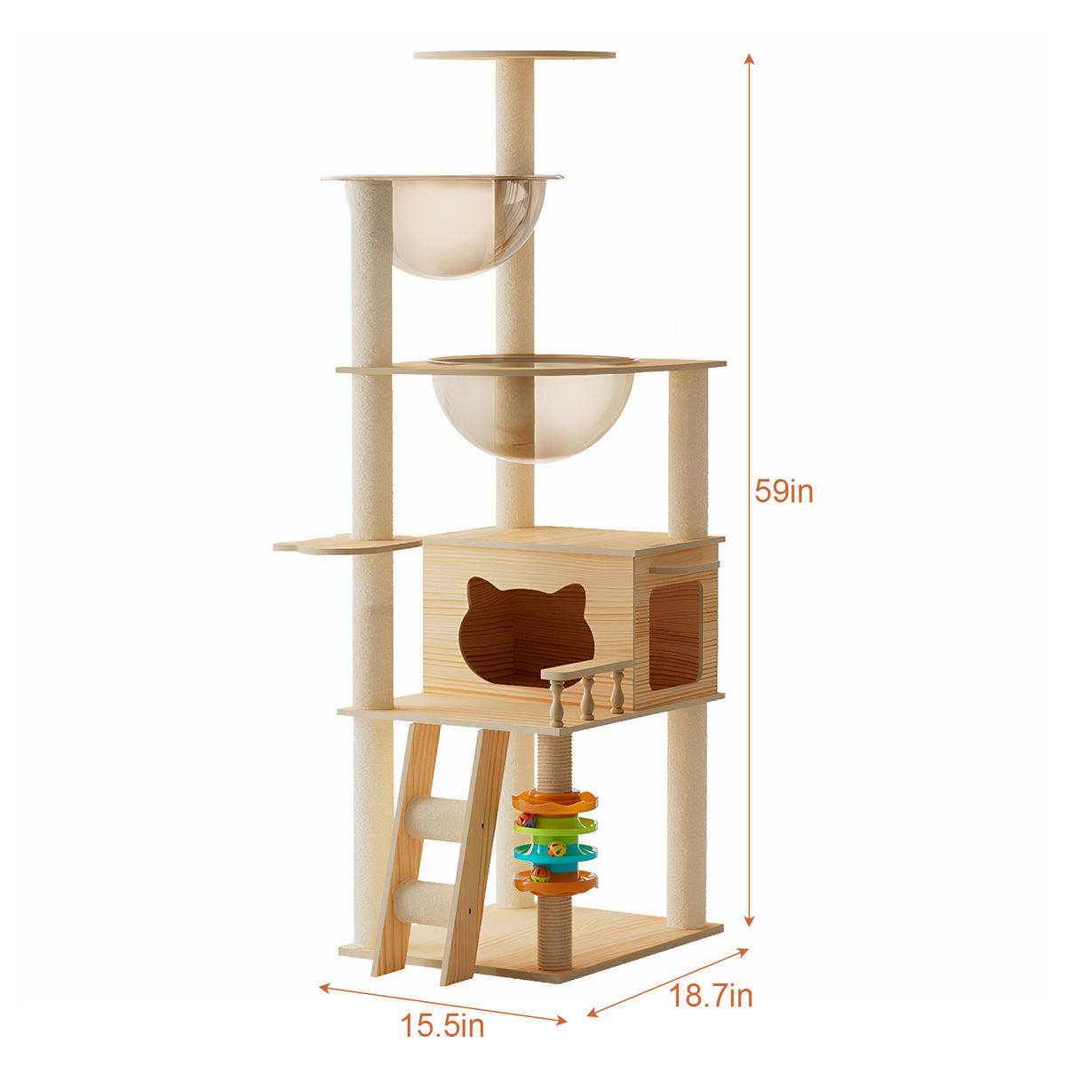 59" Modern Cat Tower with Scratching Posts and Perch – view 8