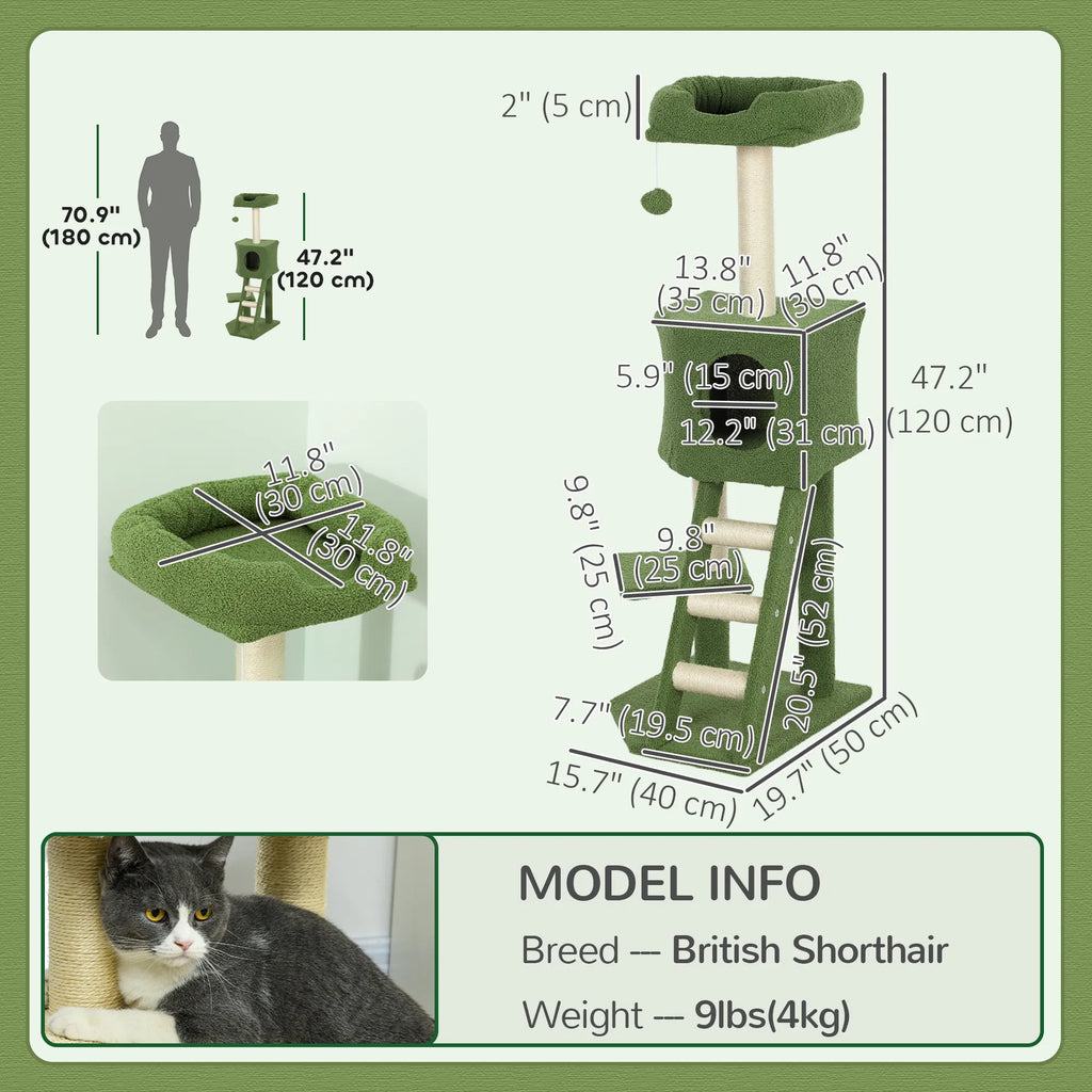 Tall Cat Tree Tower with Condo, Ladder and Scratching Posts – view 7