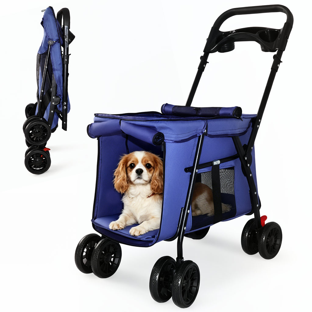 Pet Stroller with Foldable Design and Shockproof Wheels