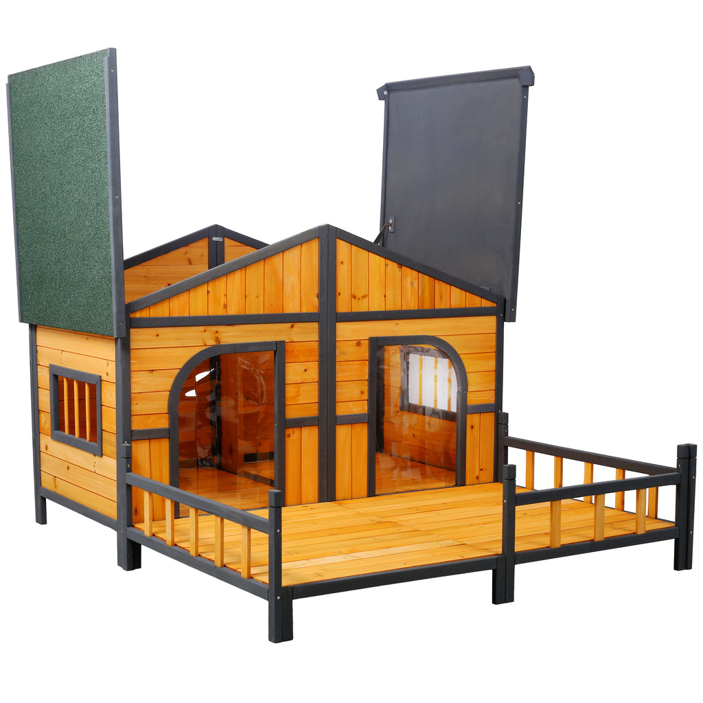 Wooden Large Dog House with Elevated Floor and Porch – view 7