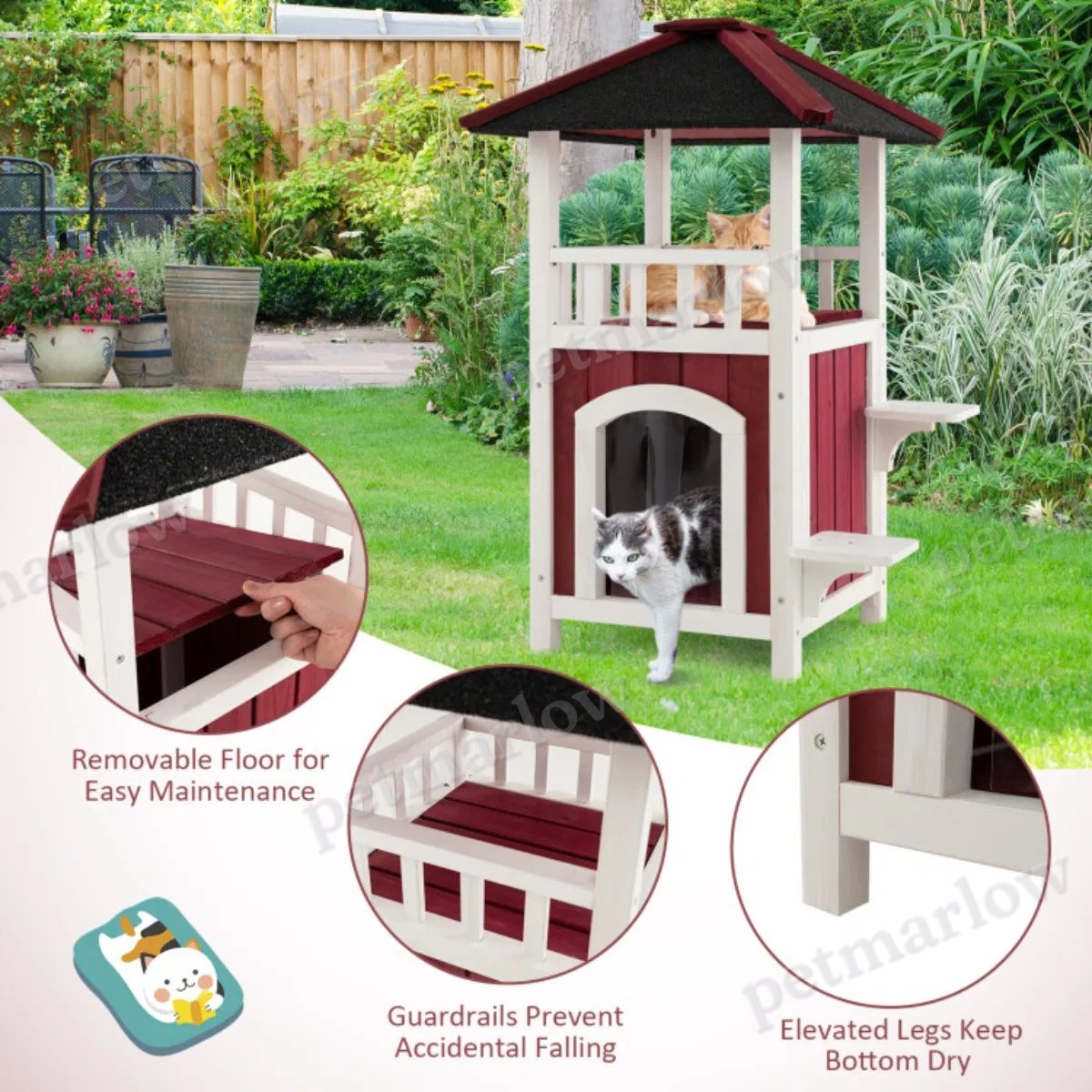 34"H Wooden Cat House – view 4