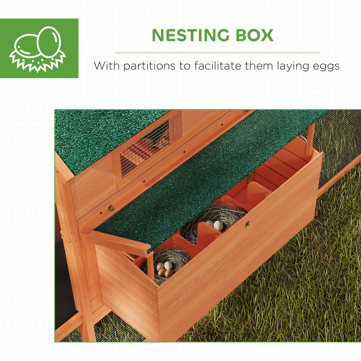 Wooden Chicken Coop for 4-6 Chickens with Outdoor Run – view 9