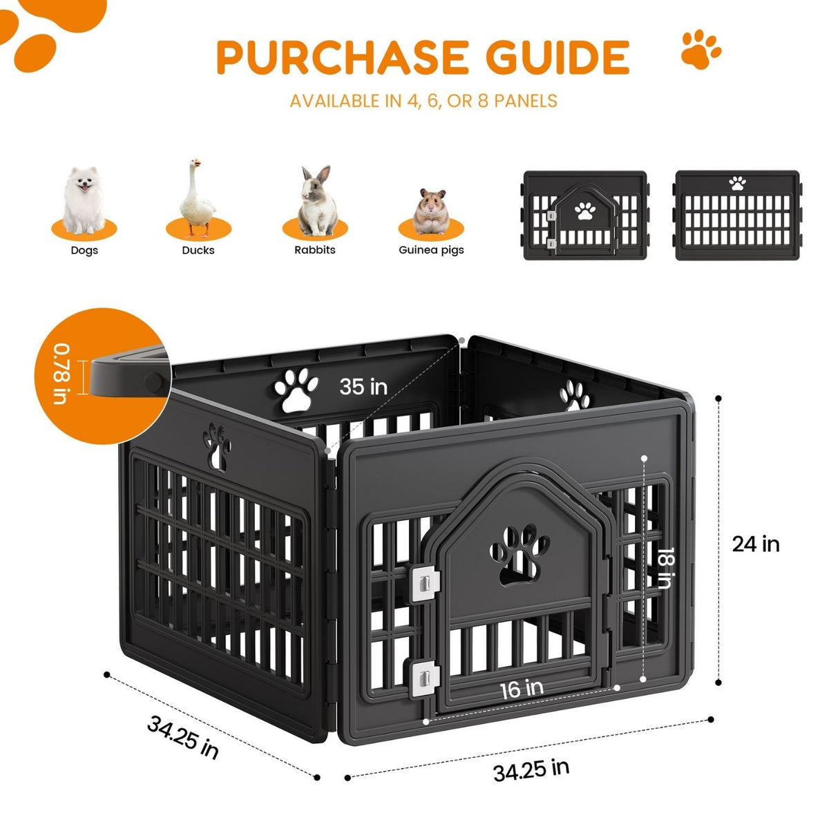 Plastic Pet Guardrails With Movable Enclosure for Small Pets – view 7