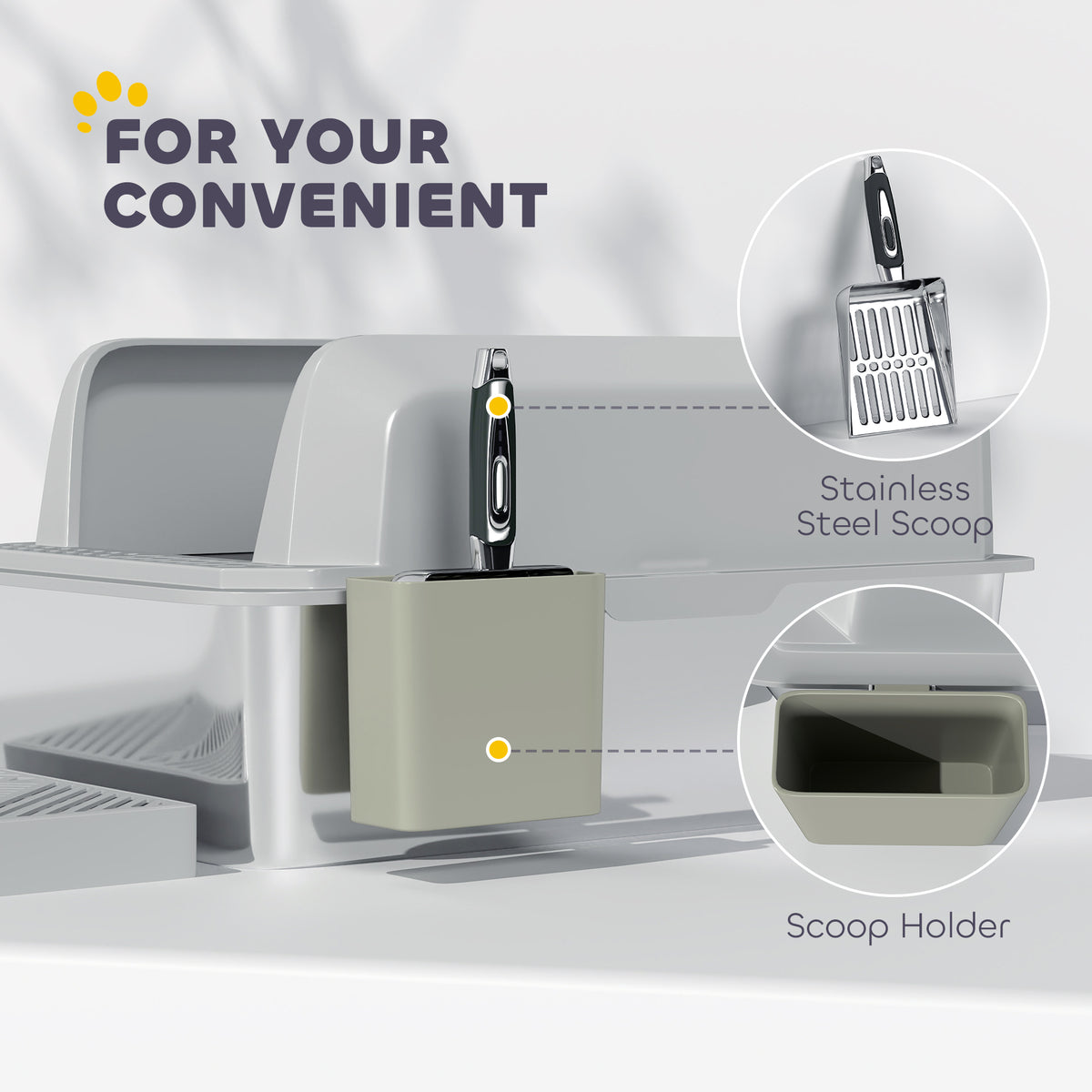 Stainless Steel Cat Litter Box with High Sides and Scoop – view 9