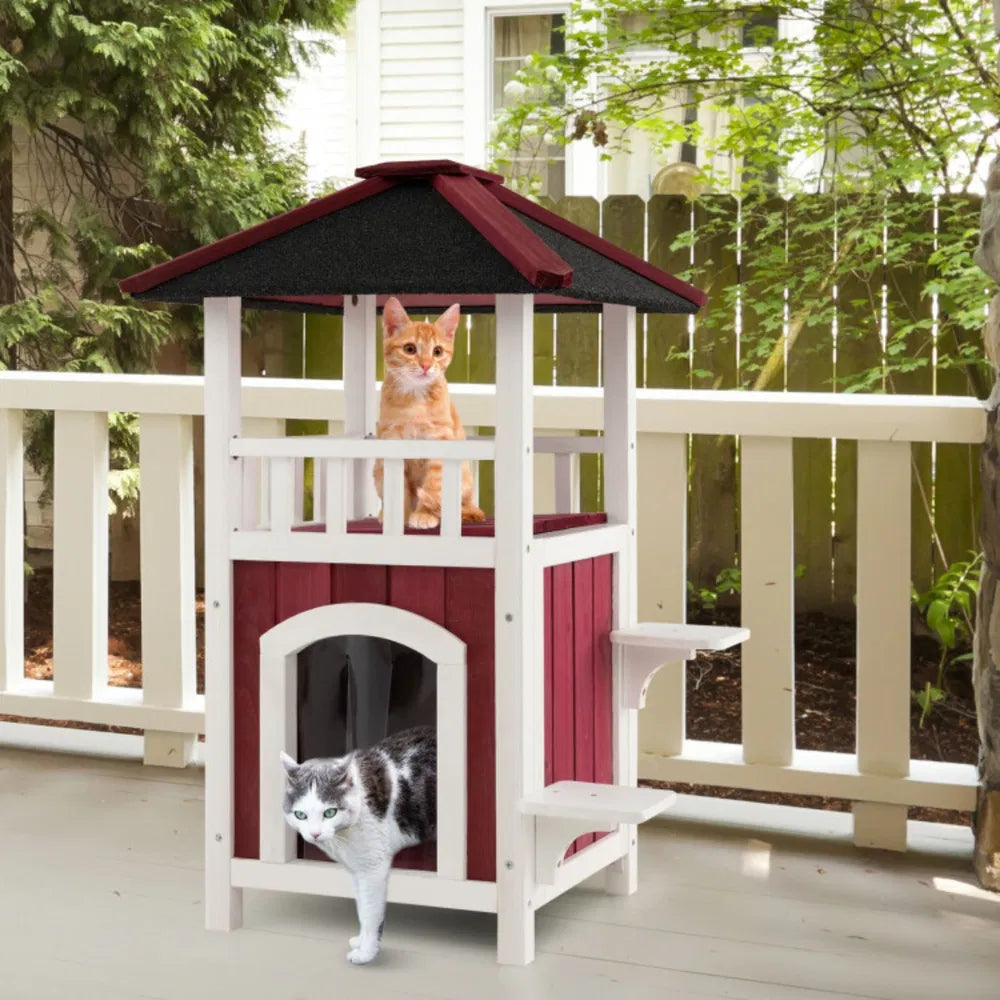34"H Wooden Cat House – view 2