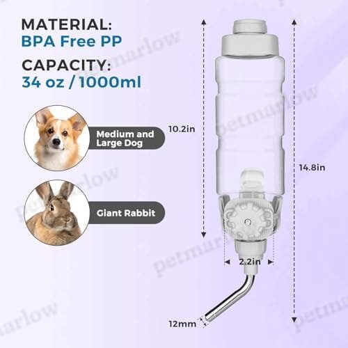 34oz Auto Feeding Crate Water Bottle for Pets – view 4
