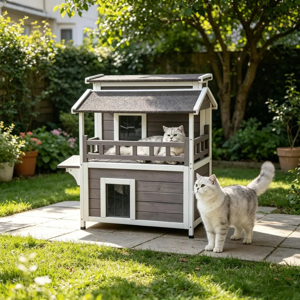 Wooden Cat House with Waterproof Protection for Outdoor Use – view 7