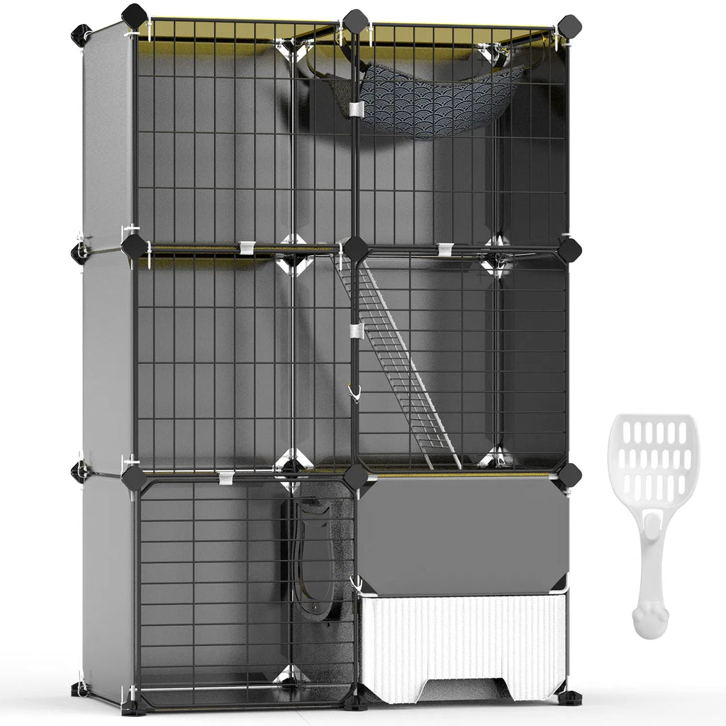 3 Tier Cat Cage with Litter Box and Hammock for Indoor Use – view 10