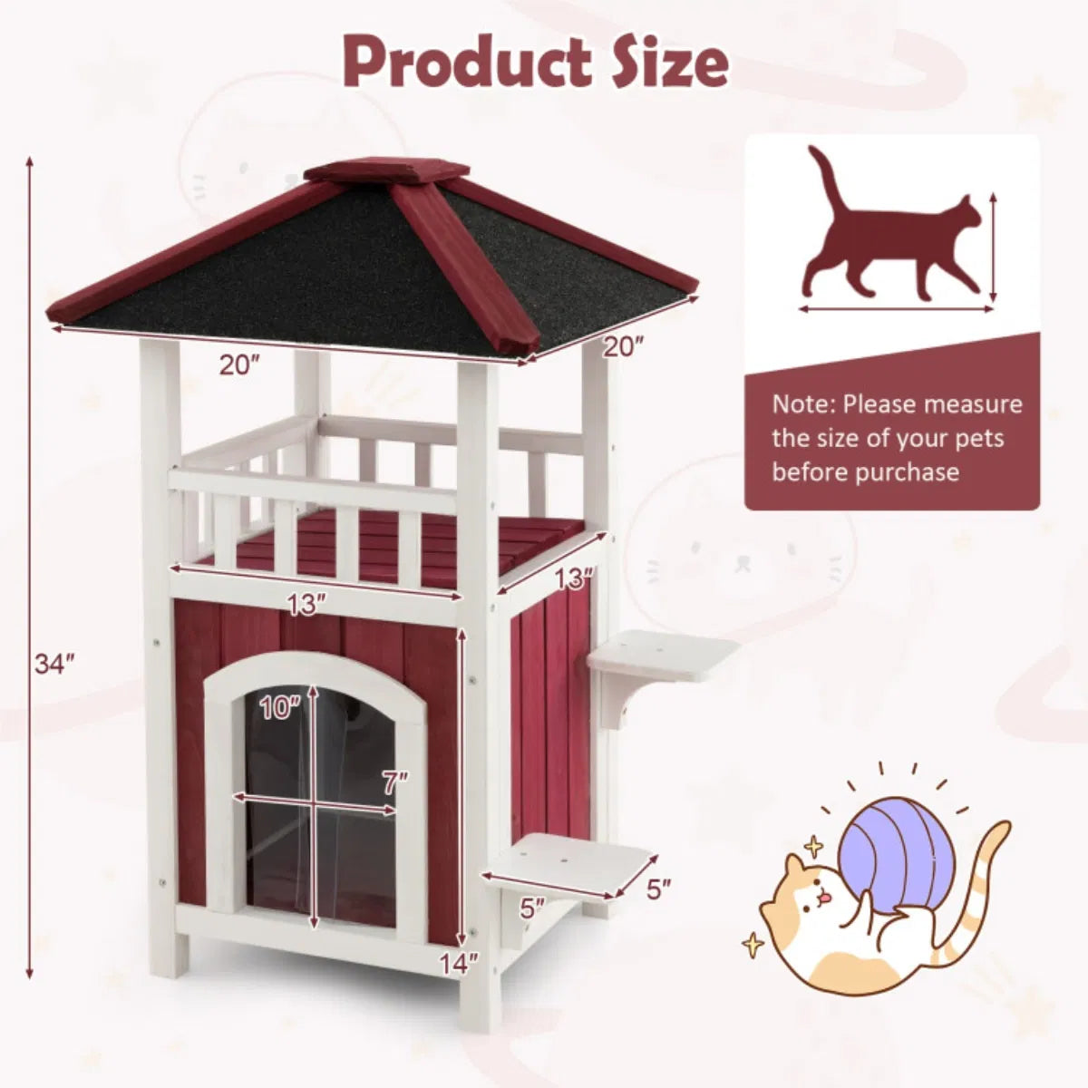 34"H Wooden Cat House – view 8