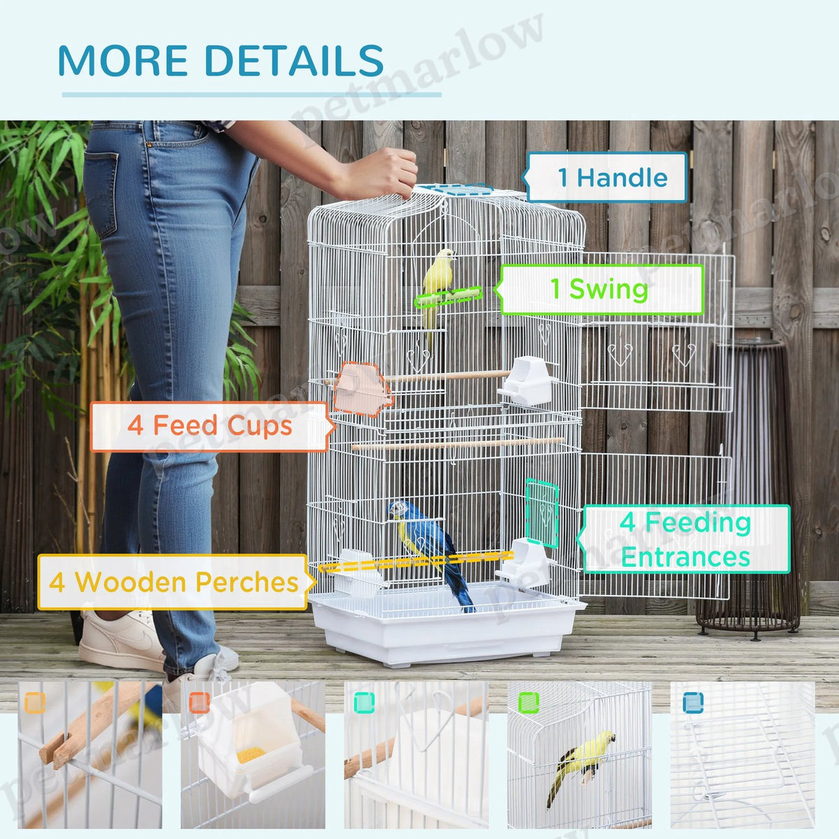 36" Bird Cage for Small Birds with Easy Access – view 4