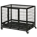 Heavy Duty Dog Crate with Removable Tray for Easy Cleaning – Black / 950x675x180 mm