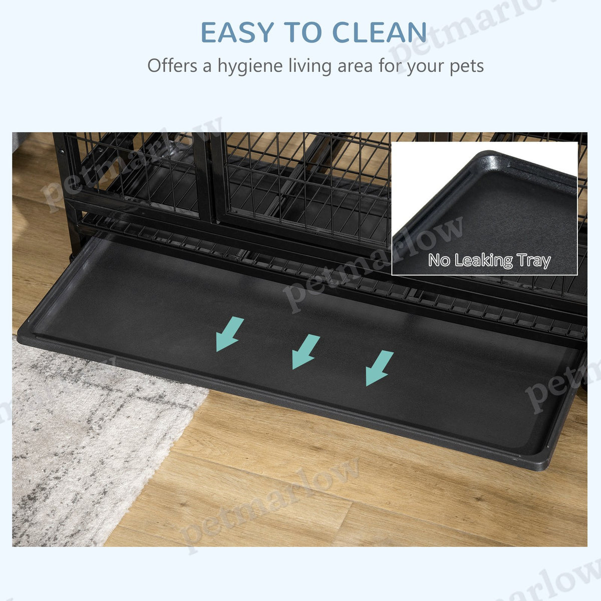 Heavy Duty Dog Crate with Removable Tray for Easy Cleaning – view 3