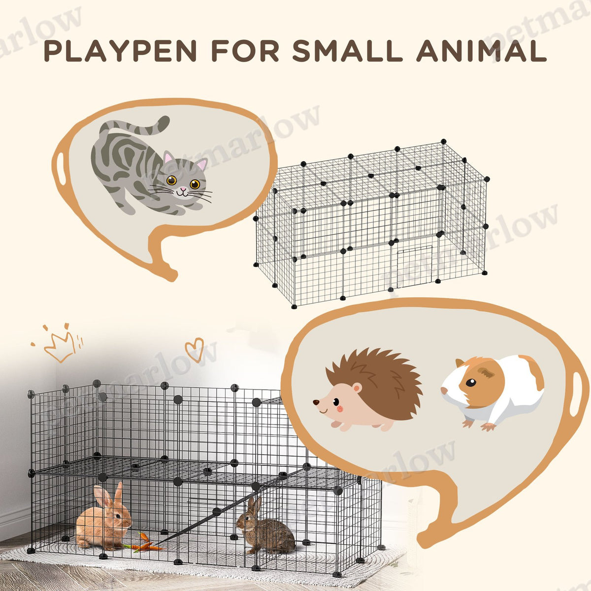 36 Panels Small Animal Playpen with Door for DIY Cages – view 3
