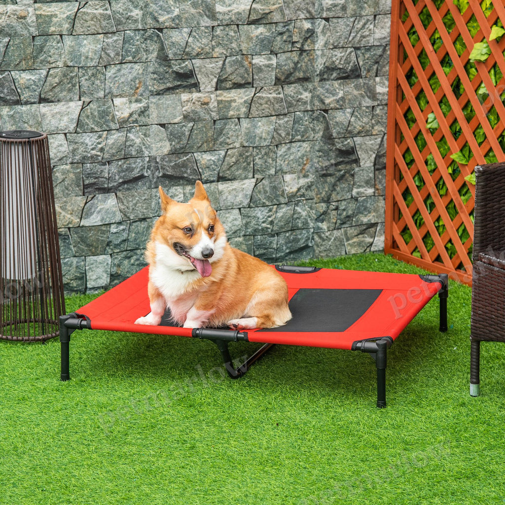 Elevated Cooling Summer Dog Cot Pet Bed - Red – view 4