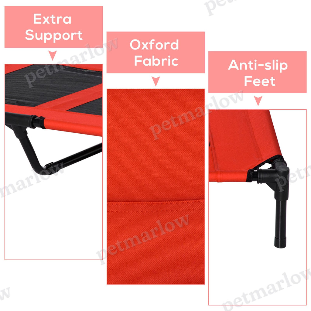 Elevated Cooling Summer Dog Cot Pet Bed - Red – view 5