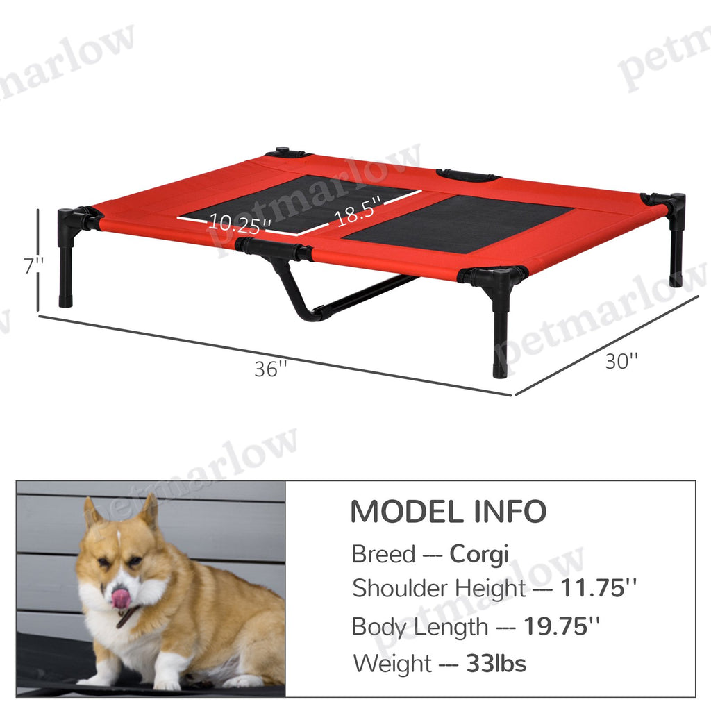 Elevated Cooling Summer Dog Cot Pet Bed - Red – view 6