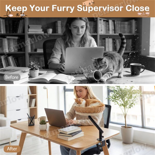 360° Rotatable Cat Bed Perch for Workspaces – view 3