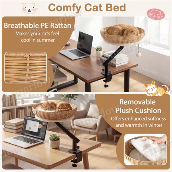 360° Rotatable Desktop Cat Bed Perch – view 3