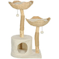 37 Inch Modern Cat Tree with Scratching Posts – Cream White / 560x330x450 mm