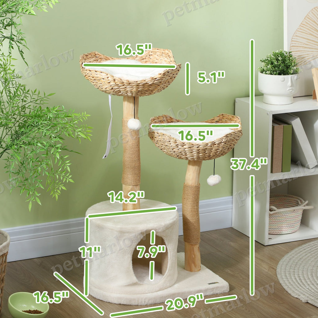 37 Inch Modern Cat Tree with Scratching Posts – view 5