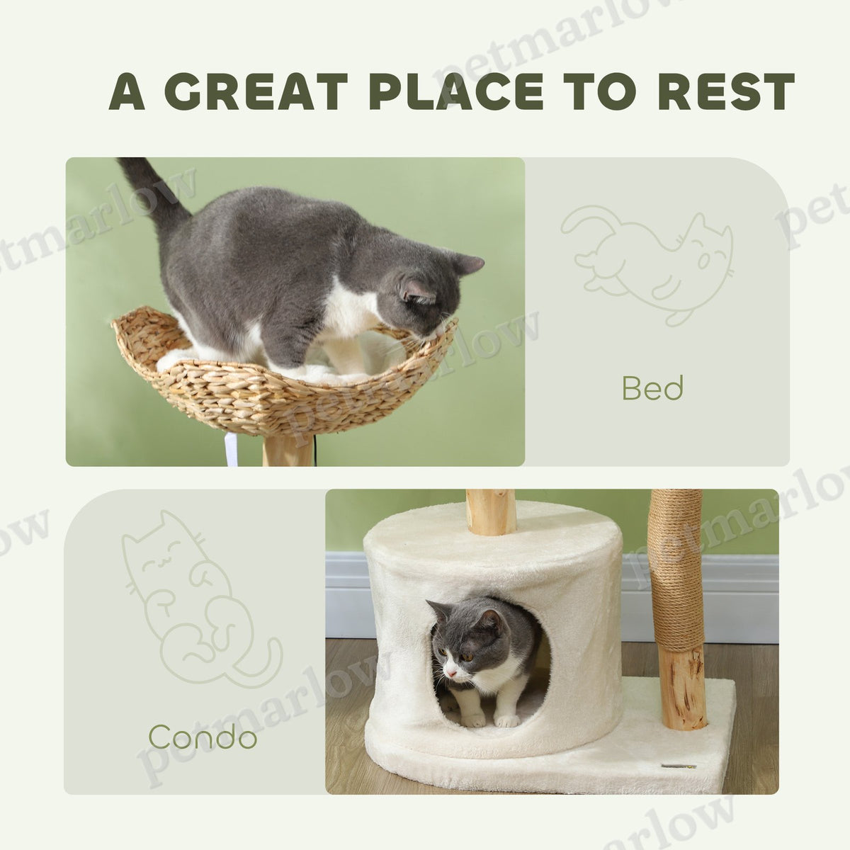 37 Inch Modern Cat Tree with Scratching Posts – view 6