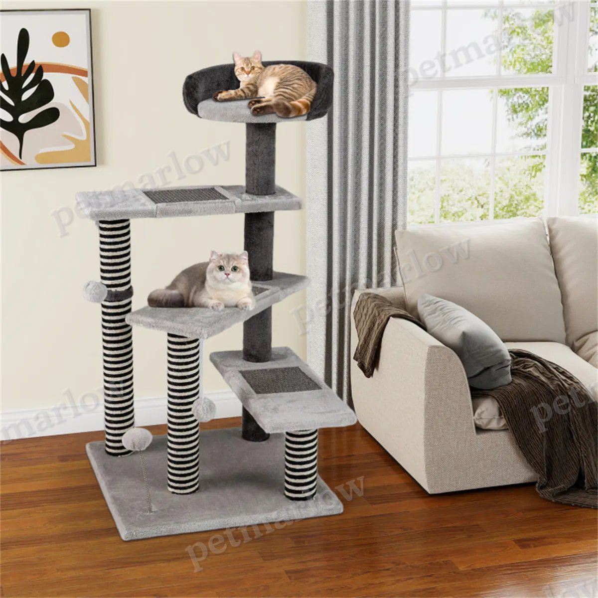 37" Tall Cat Stairs with Scratching Mats – view 4