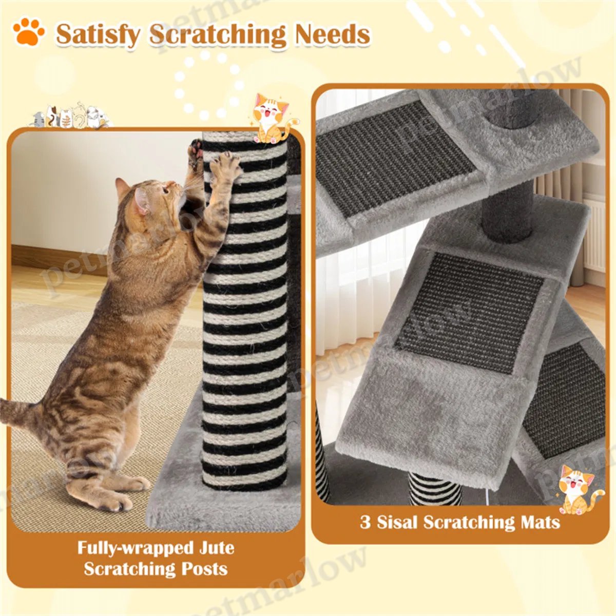 37" Tall Cat Stairs with Scratching Mats – view 5