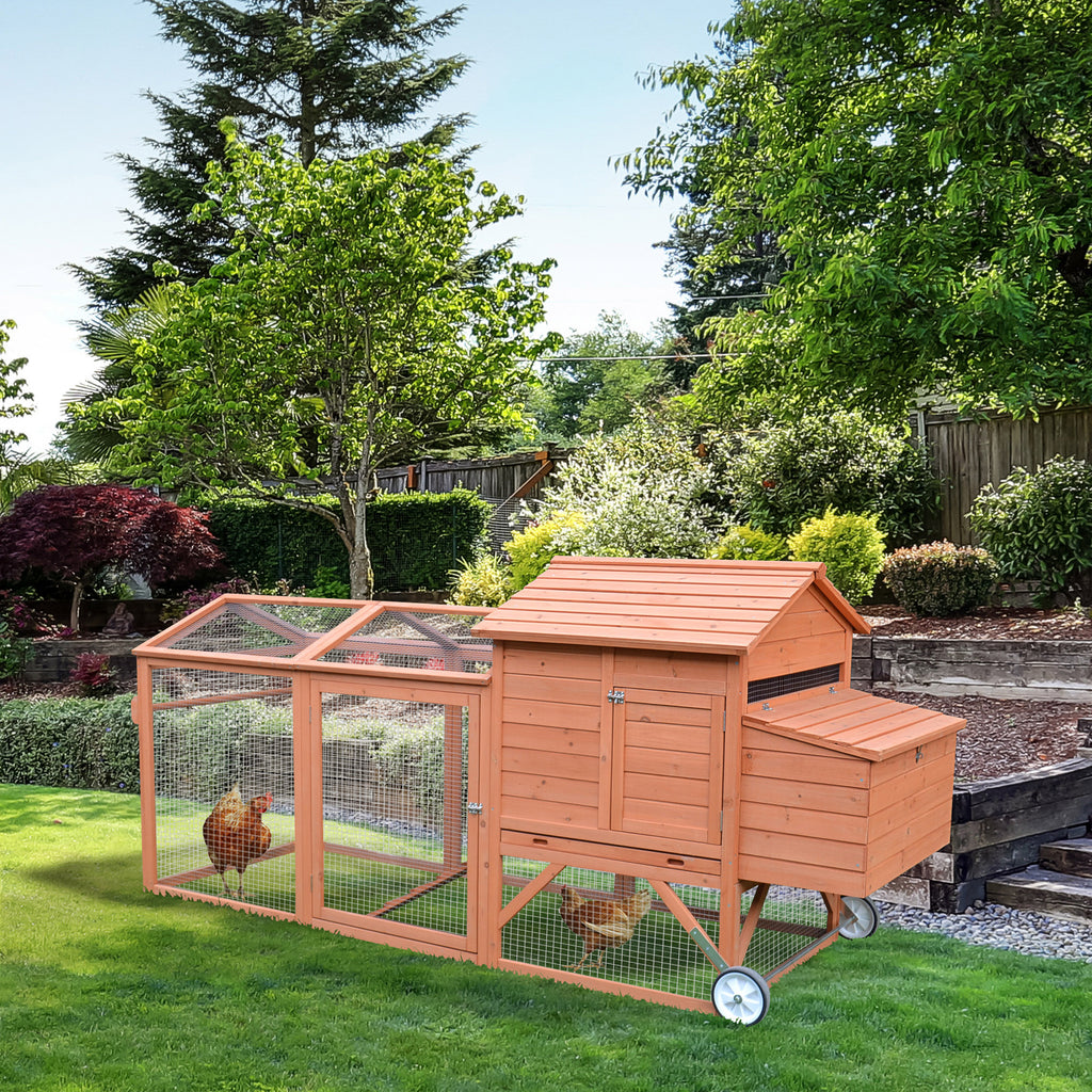 Wooden Chicken Coop with Nesting Box and Wheels – view 9