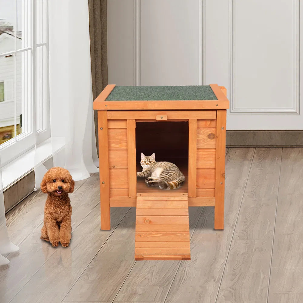 Cedar Wood Hutch with Waterproof Asphalt Roof for Small Pets – view 12