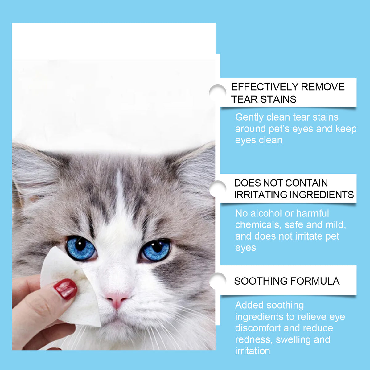 Pet Eye Cleaning Wipes for Dogs and Cats, Tear Stain Remover Pads – view 11