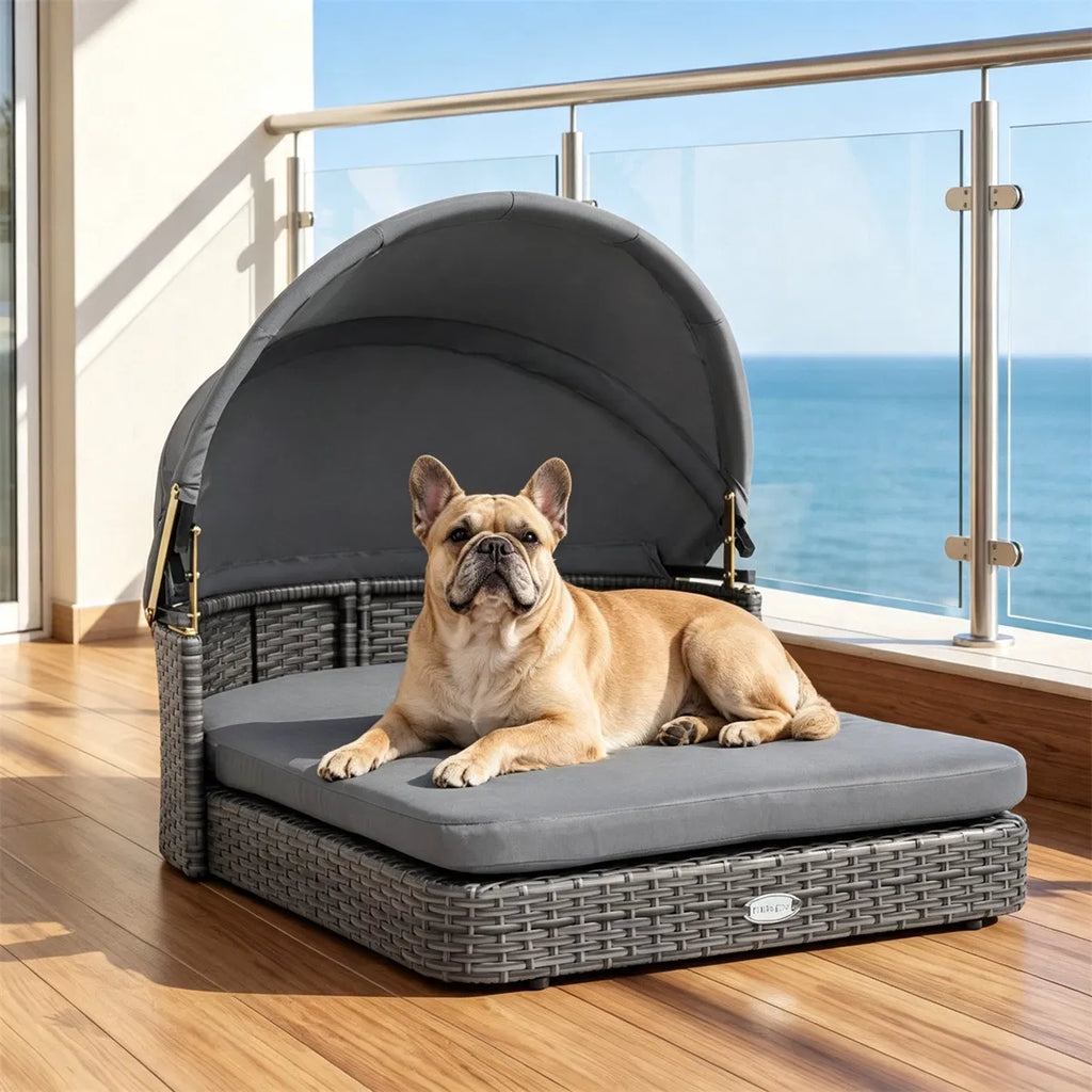 Hand-Woven PE Rattan Dog Bed with Canopy – view 11