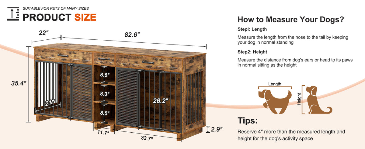 Large Wooden Dog Crate with Storage Cabinet – view 12